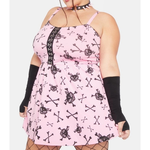 The Grave G1rls Kitty Skull & Bones Mini Dress - Picture 2 of 5